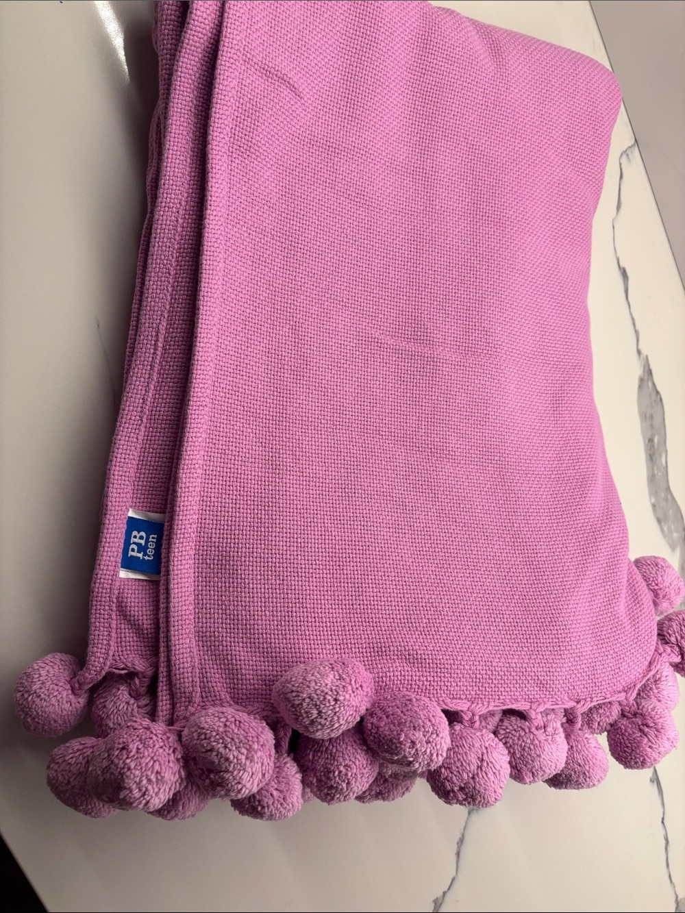 Pottery Barn Teen Pink Pom-Pom Throw Blanket